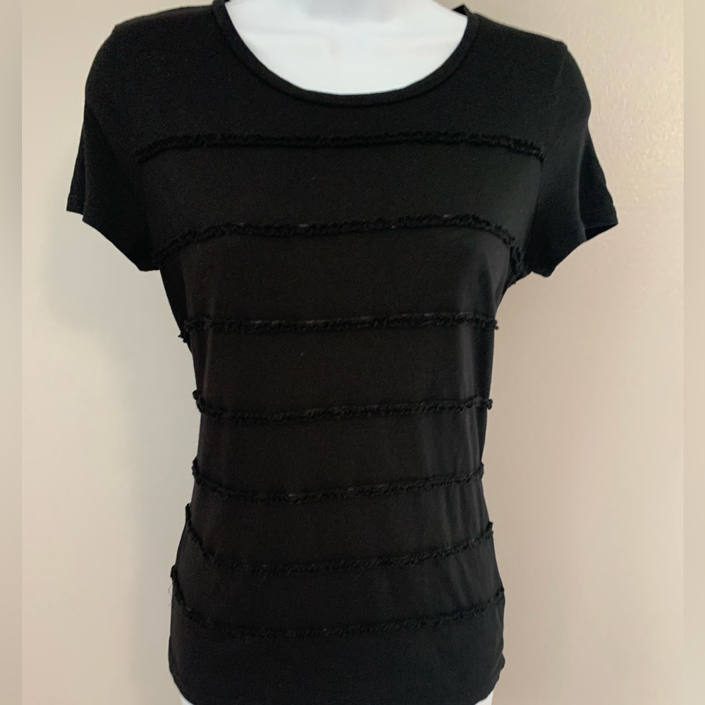 Talbots Black Short Sleeve Textured Tee